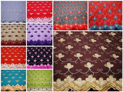 Pink,embroidery Polycotton African Lace Textile in 11 Colors, Blended Cotton Voile