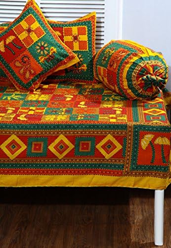 8 pcs kantha diwan set in multi-color