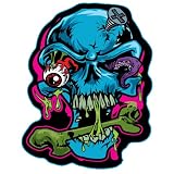 Blue Skull w  Bone & Nail Window Decal Sticker Car Truck SUV Home Office Garage 