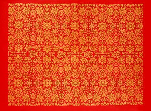 Exotic Elegance 2 Sheet Gift Wrap Mulberry Paper Golden Thai Paint on Red 31.5"x21.5"