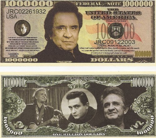 Johnny Cash $Million Dollar$ Novelty Bill Collectible