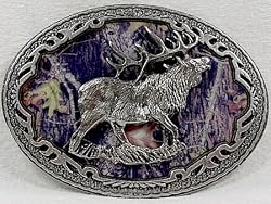 Elk Hunting Wildlife Series Enamel Pewter Buckle ,Sport Buckles