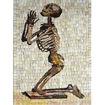 Praying Skeleton Marble Mosaic Hand Made