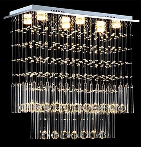 Linght Modern Crystal Rain Drop Chandelier Rectangle L27.5 X W11.8 X H27.5 Inch