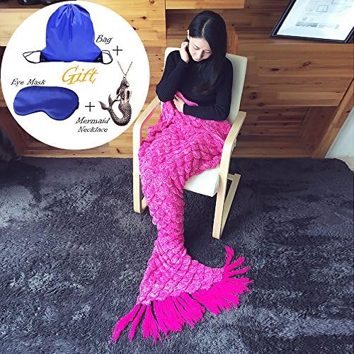 Mermaid Blanket Tail Tassels Crochet for Adult Bedroom Sofa Sleeping Blankets All Seasons Winter Best Christmas Gift 71"35"