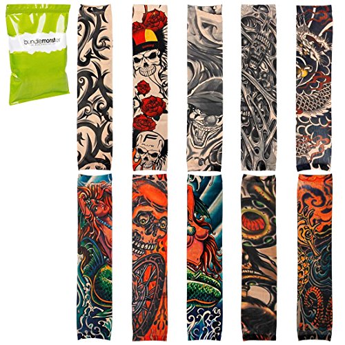 Bmc cool 10pc biker inspired fake temporary tattoo slee…