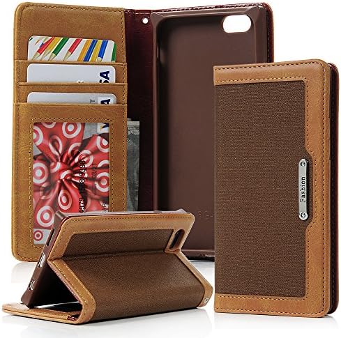 iPhone 6 Plus Case - Nextmall [Wallet Style] PU Leather [Stand Feature] Credit Card Holder Cover Invisible Magnetic Closure Design Flip Case for iPhone 6 Plus 5.5 inch - Brown