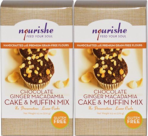 Nourishe Gluten &amp; Grain Free Chocolate Ginger Macadamia Nut Muffin Mix - Twin Pak