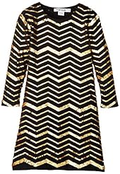 Girls Shift Rayon/Spandex Sequined 3/4 Sleeves Zig Zag  Dress