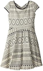 Girls Cotton/Polyester/Spandex Geometric Print Stretchy Jacquard  Dress