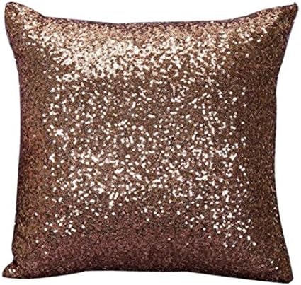 OUBAO Solid Color Glitter Sequins Pillow Case Cafe Home Decor Cushion Covers (Coffee)