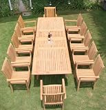 New 11 Pc Luxurious Grade-A Teak Dining Set - 117" Rectangle Table And 10 Stacking Arm Chairs [Model:CH2]