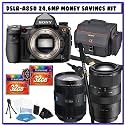 Sony Alpha DSLR-A850 Full Frame Digital SLR Camera + Sony 24 -70mm f/2.8 Carl Zeiss Vario Sonnar T Zoom Lens + Sony 70-300mm f/4.5-5.6 SSM ED G-Series Compact Super Telephoto Zoom Lens + Two (2) Transcend 32GB CF + Sony Case + Professional Photographer Shooters Package