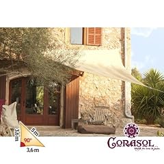Corasol Premium Sonnensegel, 3,6x3,6x5m, 90� Grad Dreieck, sandbeige