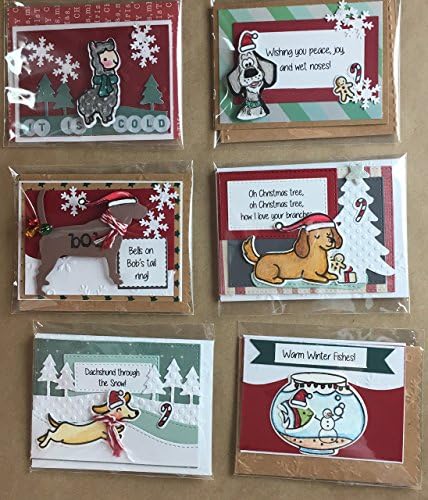 Set of 6 Handmade Christmas Cards with adorable dogs, fish, &amp; alpaca! by Isac