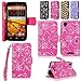 Cellularvilla Wallet Case for ZTE Boost MAX N9520 Shiny Sparking Pu Leather Wallet Card Flip Open Pocket Case Cover Pouch (Pink Glitter)
