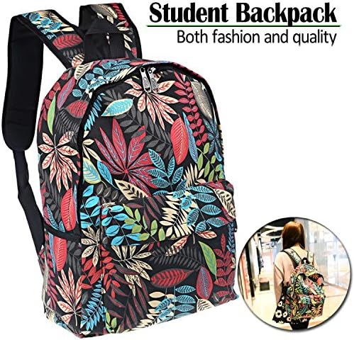 Soule Unisex Casual Canvas Backpack Laptop Bag for School/Collage/Outdoor (Maple leaves)
