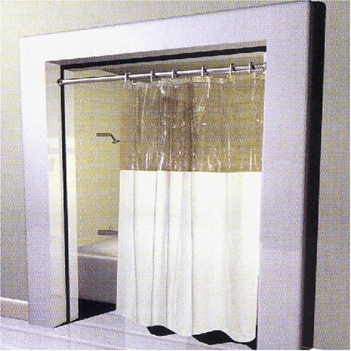 Extra Heavy VINYL Shower Curtain Anti-Bacterial - with Clear Top by Carnation Home Fashions