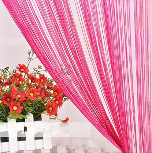 Paker String Curtains Door Curtains Room Divider Hanging String Fringe Strip Tassel (39.37" x 78.74'', Rose)