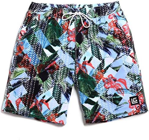 Gailang Men's Hawaiian Floral Printed Surf Boardshorts Red 3XL