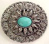 Fancy Open Work Turquoise Look Belt Buckle Western
