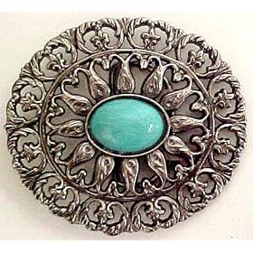 Fancy Open Work Turquoise Look Belt Buckle Western by Work Belts