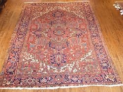Handmade Antique Iranian Heriz Rug 7'9"x11'