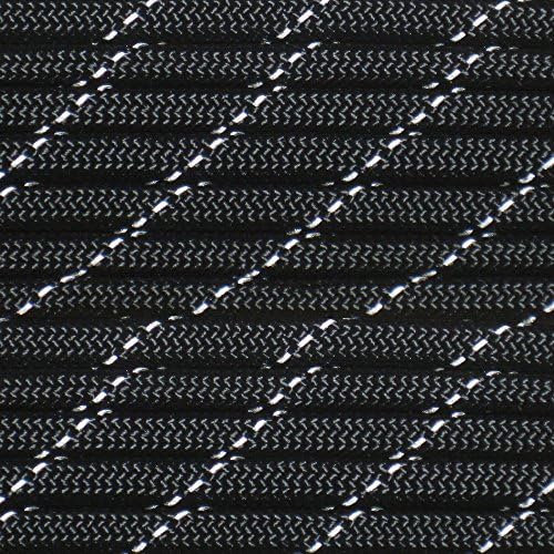 Reflective Black 100' Paracord Hero 10' 20' 50' 100' Hanks Parachute 550 Cord Type III 7 Strand Paracord - Largest Paracord Selection