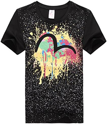 Only You Summer Korean Fashion Tide Men's Casual T-shirt Men Short Sleeve Crew Neck T-shirt Printing Summer Influx of Men and 25 (X-Large, black)