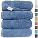 SALBAKOS 100% Turkish Cotton Bath Towel Set of 4 27x54 inch | Heirloom Quality | Hotel & Spa Collection | Ultra Soft, Super Absorbent, Long Lasting Bath Towels | Made in Turkey (Blue, 4 Bath Towels)