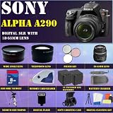 Sony Alpha A290 Digital SLR with 18-55mm Lens + HUGE ACCESSORIES PACKAGE INCLUDING WIDE ANGLE MACRO LENS + 2X TELEPHOTO LENS + 3 PC FILTER KIT + 8GB SDHC MEMORY CARD + MEMORY CARD READER + 2x EXTENDED LIFE BATTERIES + SOFT CARRYING CASE + TRIPOD & MUCH MORE!!
