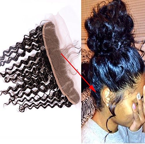 Sunnymay Hair Brazilian Virgin Human Hair Deep Wave Free Part Nape Lace Frontal Closure Bleached Knots 13"x2" Full Lace Frontal Piece 20"