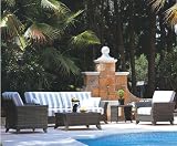 4pcs Outdoor Patio Sofa Set PVC Rattan Design in Chestnut Brown