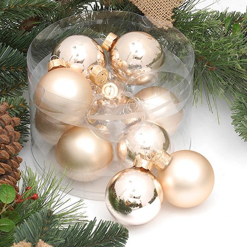 White Gold Glass Baubles