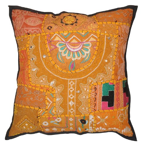 Imagen 2 de Cushion Covers Handmade Con Espejo bordados y Patchwork Tamaño 16 x 16 pulgadas Juego de 2 piezas