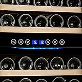 Kalamera Door Dual Zone 73 Bottle Stainless Steel Compressor Wine Cooler Refrigerator with 11 Removable Wooden Shelves Electronic Controls