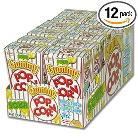 Flix Candy Sour Gummy Popcorn, 3-Ounce Boxes (Pack of 12)