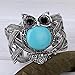 UBBC Vintage Round Rimous Turquoise Alloy Owl Shape Cuff Bangle Bracelet