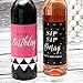 Chic Happy Birthday - Pink, Black and Gold - Birthday Gift For Women - Wine Bottle Label Stickers - Set of 4