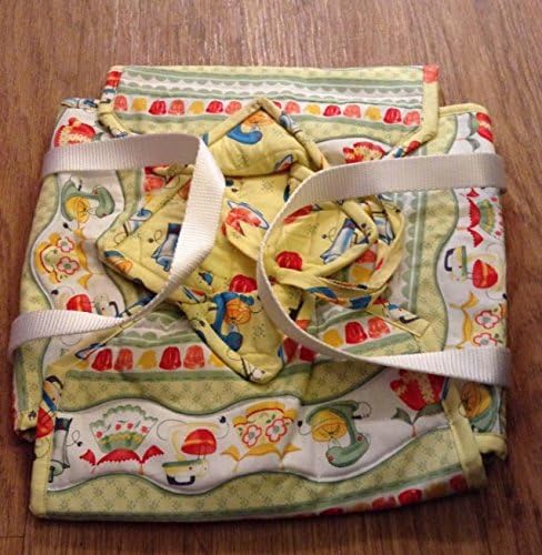 Casserole Carrier Small Size with Mixers and Jello Mold Print Yellow, Bake Sale Carrier