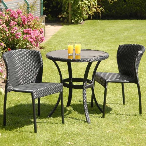 Amalfi Black Rattan Bistro Set top Bistro sets Amalfi Black Rattan Bistro Set picture