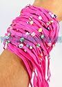 Fuschia Velvet Evil Eye String Bracelet with Multicolor Beads