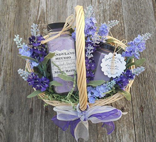 Lavender Vanilla Soy Candle and Milk Bath Spa Gift Basket