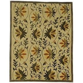 Contemporary Handmade Area Rug, 828 Tibetan Collection 100% Wool 5'x8' Green