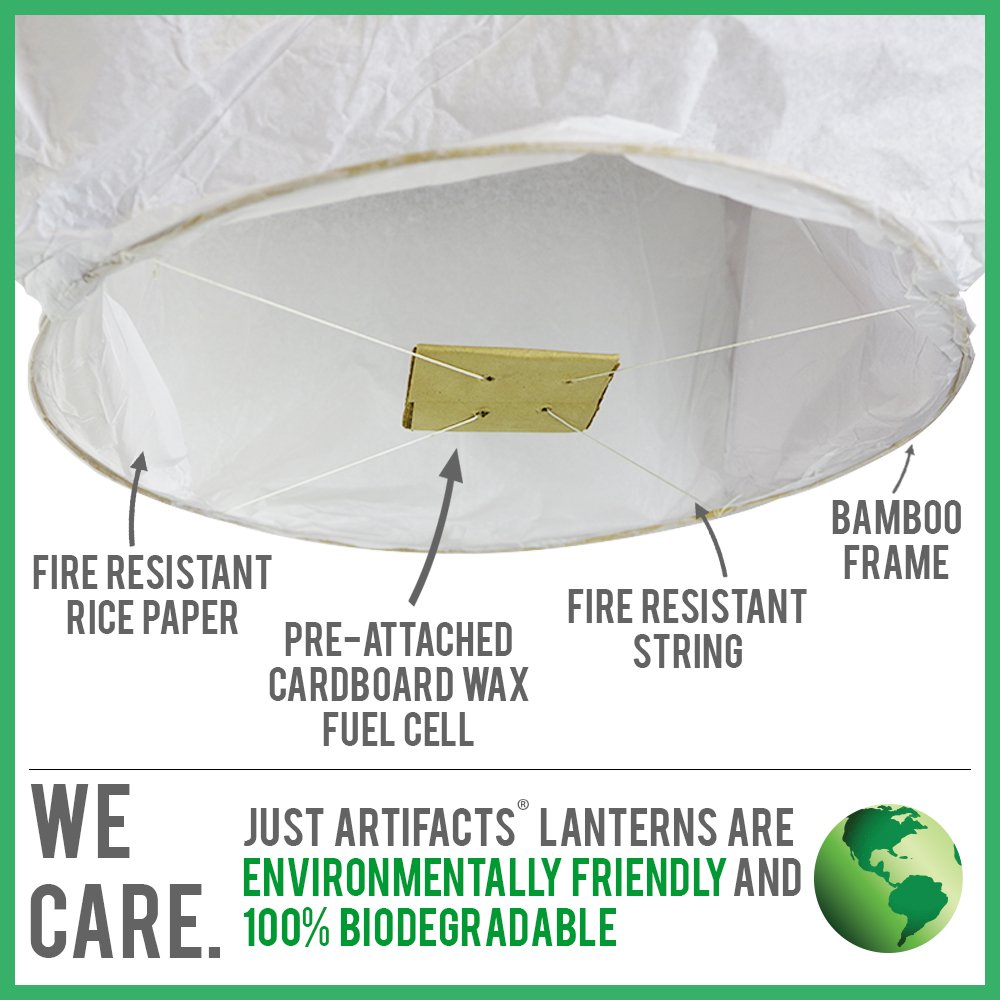 Just Artifacts 20 Eco Wirefree Assorted Chinese Flying Sky Lanterns (20Pack, Assorted Shapes