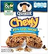 Quaker Chewy Granola Bar Reduced Sugar Peanut Butter Chocolate Chip, 8-Count Boxes (Pack of 12)