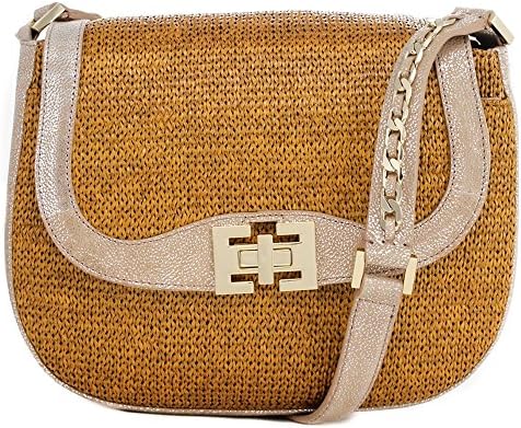 Kathleen Raffia - Tobacco Raffia Crossbody Bag