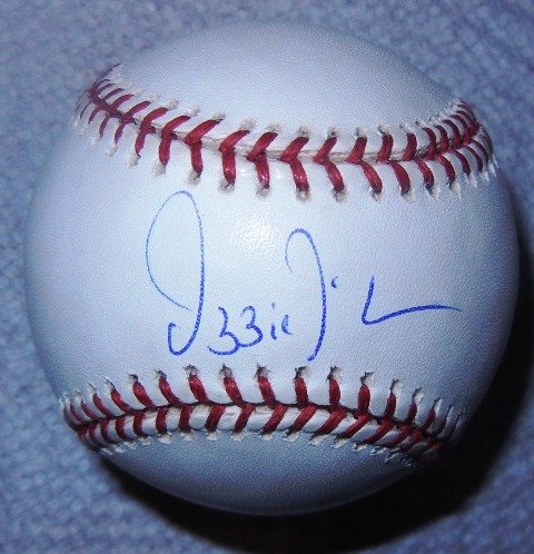Ozzie Guillen Autographed Official Major League Baseball W/PROOF, Picture of Ozzie Signing For Us, Chicago White Sox, World Series Champs, Florida Marlins, Miami Marlins
