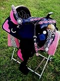 16 Western Cordura Leather Trail Barrel Pleasure Saddle Black Pink
