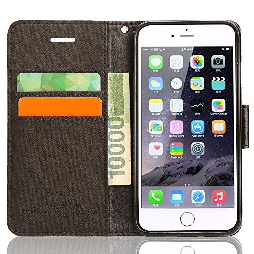 iPhone 5s case,iPhone 5 case,iPhone 5s/5 Wallet Case SouldioTM Prequim Quality PU Leather Flip Cover Wallet Protective Case for iPhone 5s/5 with Card Holder and Fodable Kickstand(Black)